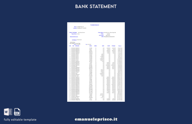 modello di parola di estratto conto bancario ICI Pakistan stile verificato